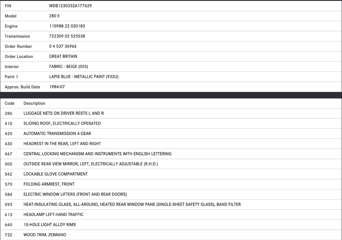 44364 Mercedes-Benz W123 280E Front Right Door Window Glass