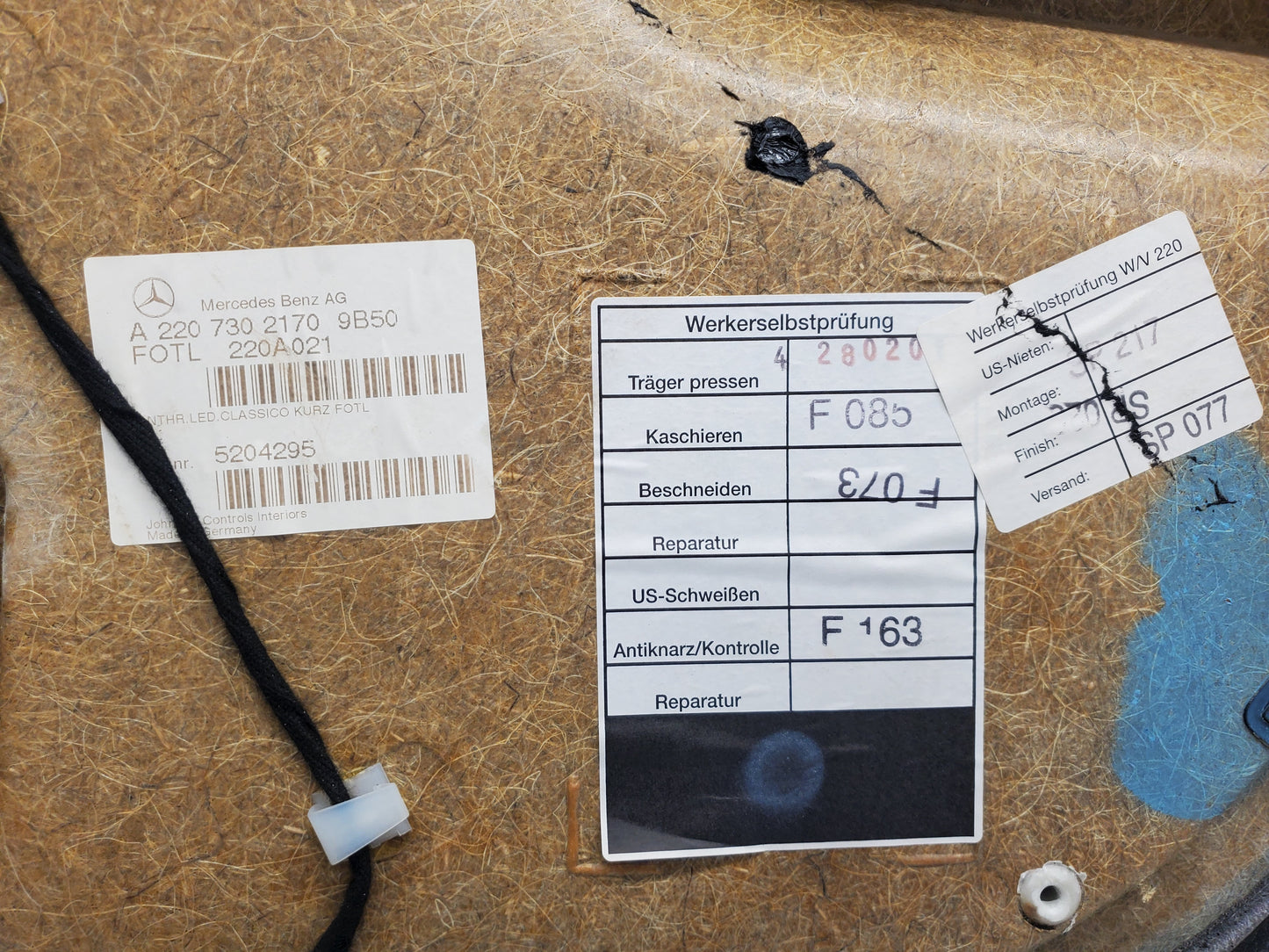1573 Mercedes-Benz W220 S430 Rear Left Door Card 2207302170