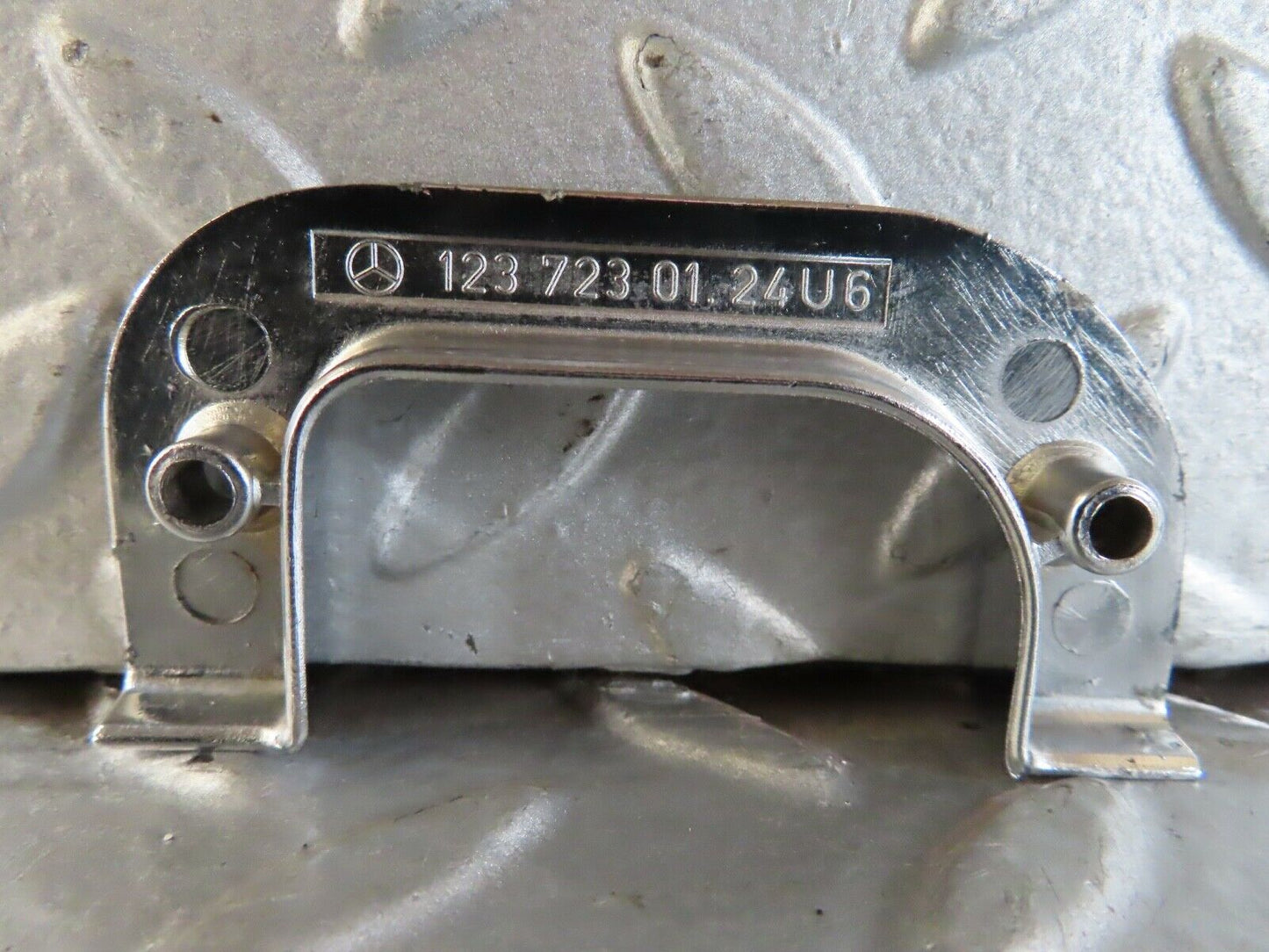 19165 Mercedes-Benz W123 300D Left Chrome Door Latch Trim 1237230124