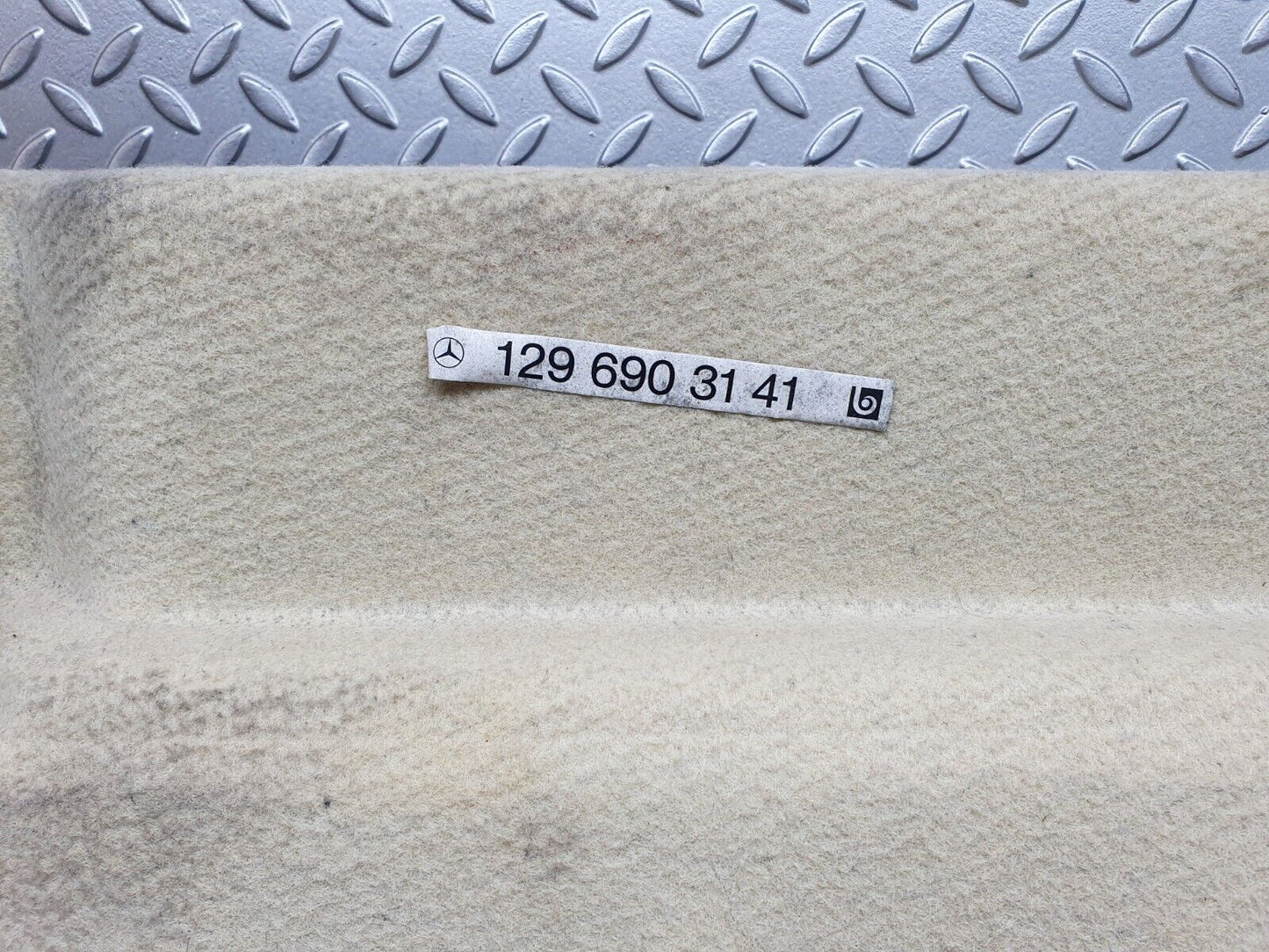 42261 Mercedes-Benz R129 320SL Coupe Fuel Tank Cover Plate Carpet Beige 1296903141