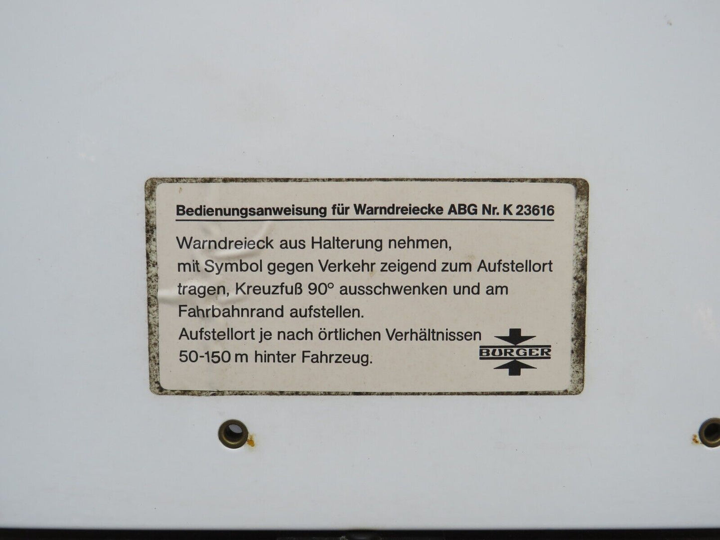29247 Mercedes-Benz W124 230E Warning Triangle