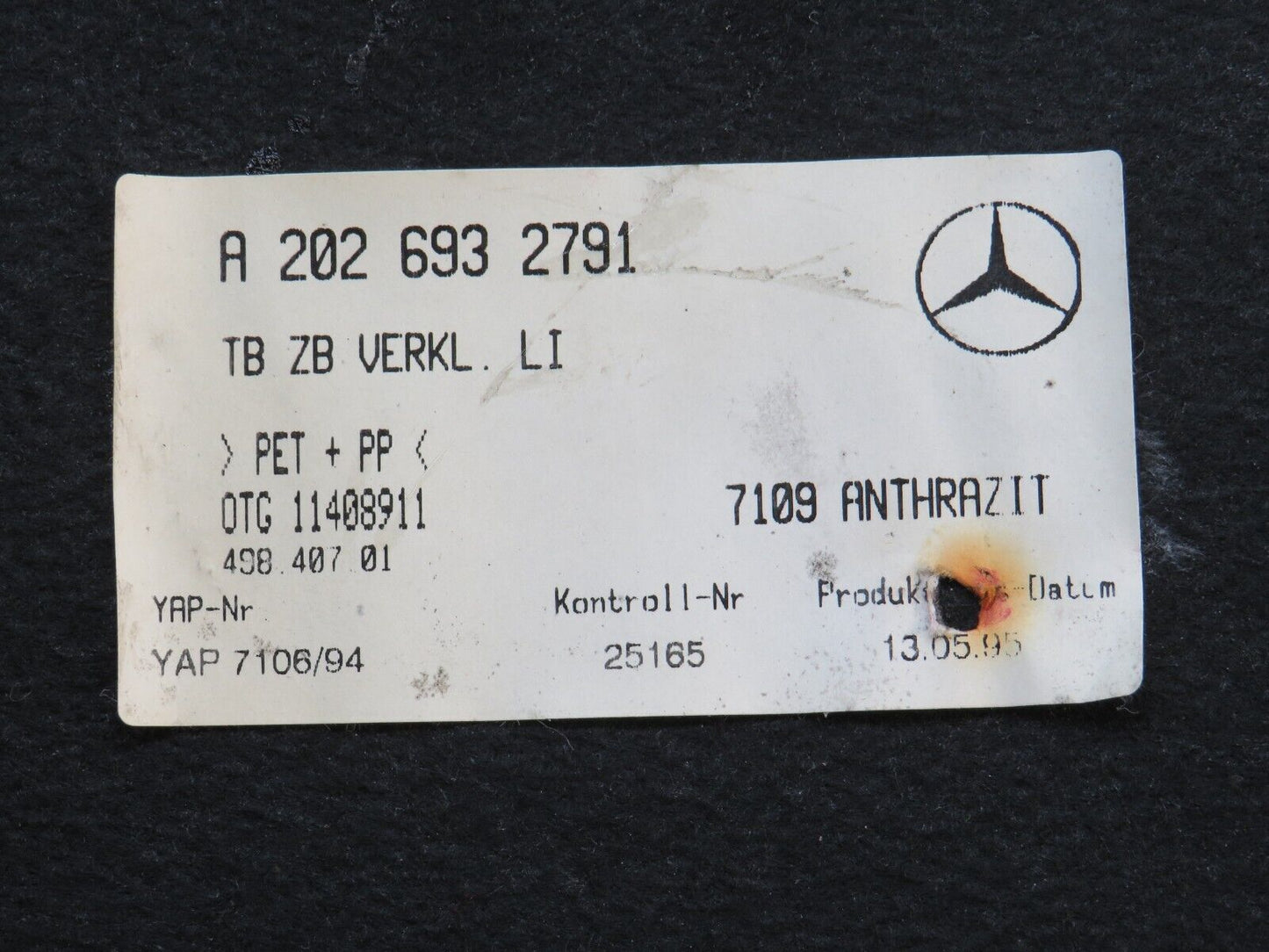 33214 Mercedes-Benz W202 C180 Trunk Boot Panel Cover Left Grey 2026932791