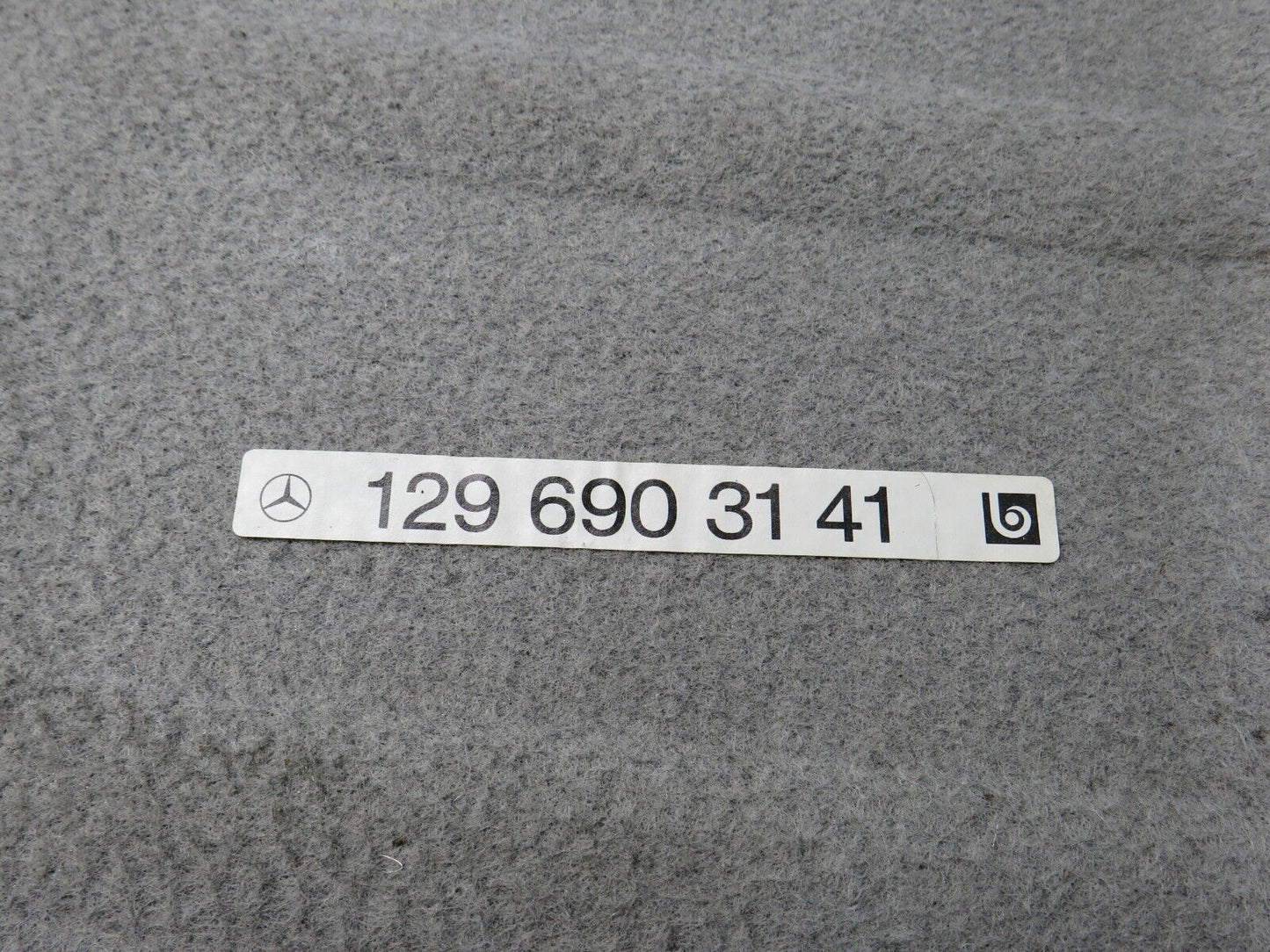 39368 Mercedes-Benz R129 320SL Coupe Fuel Tank Cover Plate Carpet Grey 1296903141