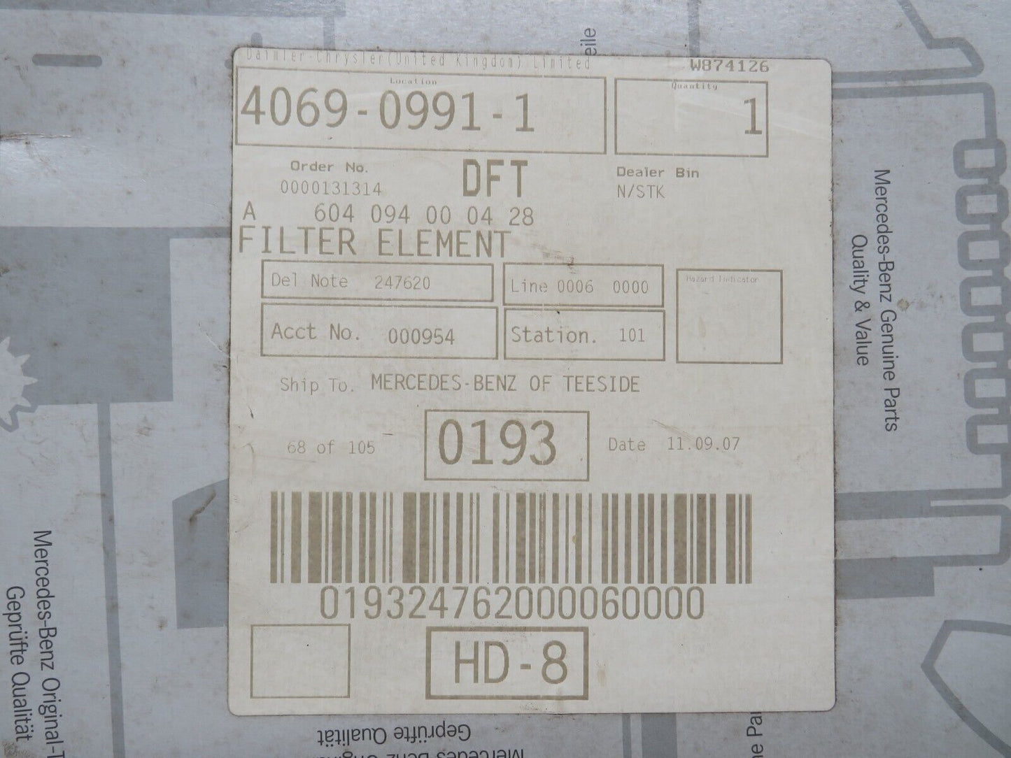 38227 Mercedes-Benz W210 W202 Genuine Air Filter New 604094000428