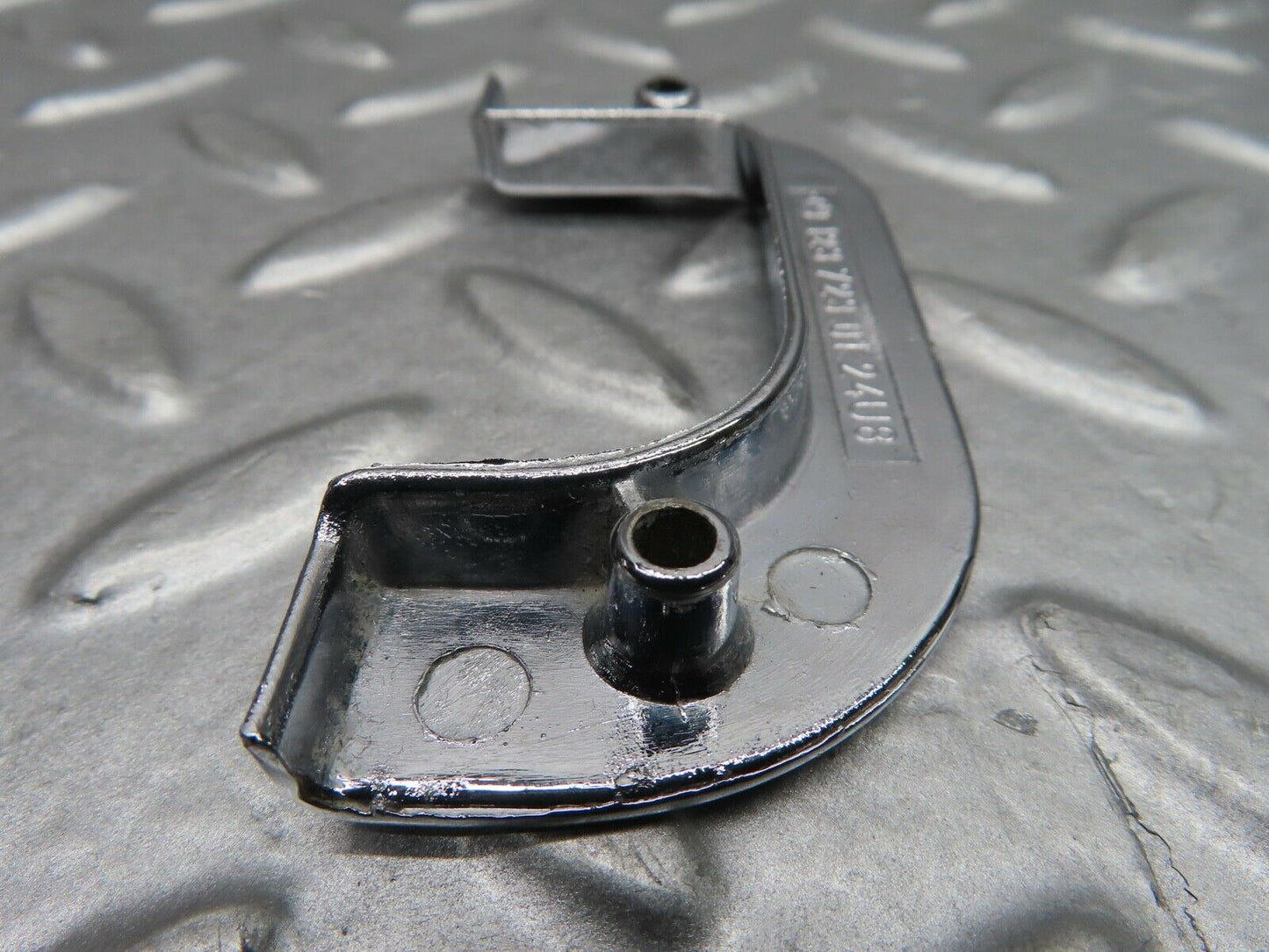 21084 Mercedes-Benz W123 230E Left Chrome Door Latch Trim 1237230124