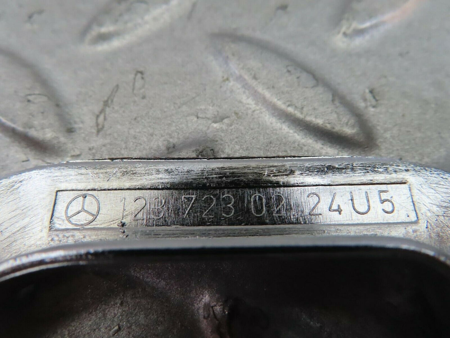 8724 Mercedes-Benz W123 Right Interior Chrome Door Latch Trim 1237230224