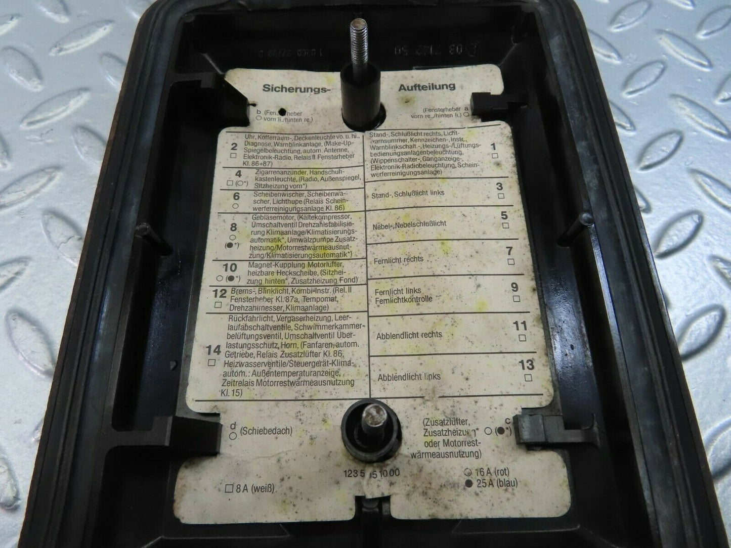 10678 Mercedes-Benz W123 230E Fuse Box Cover 1235400082