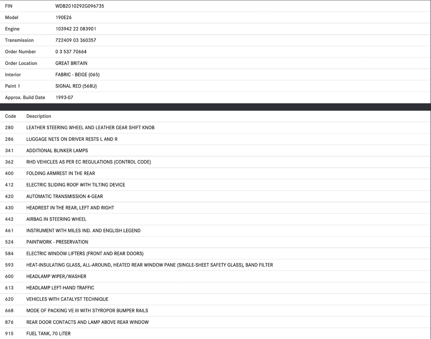 38696 Mercedes-Benz W201 190E 2.6L Front Left Door Sill
