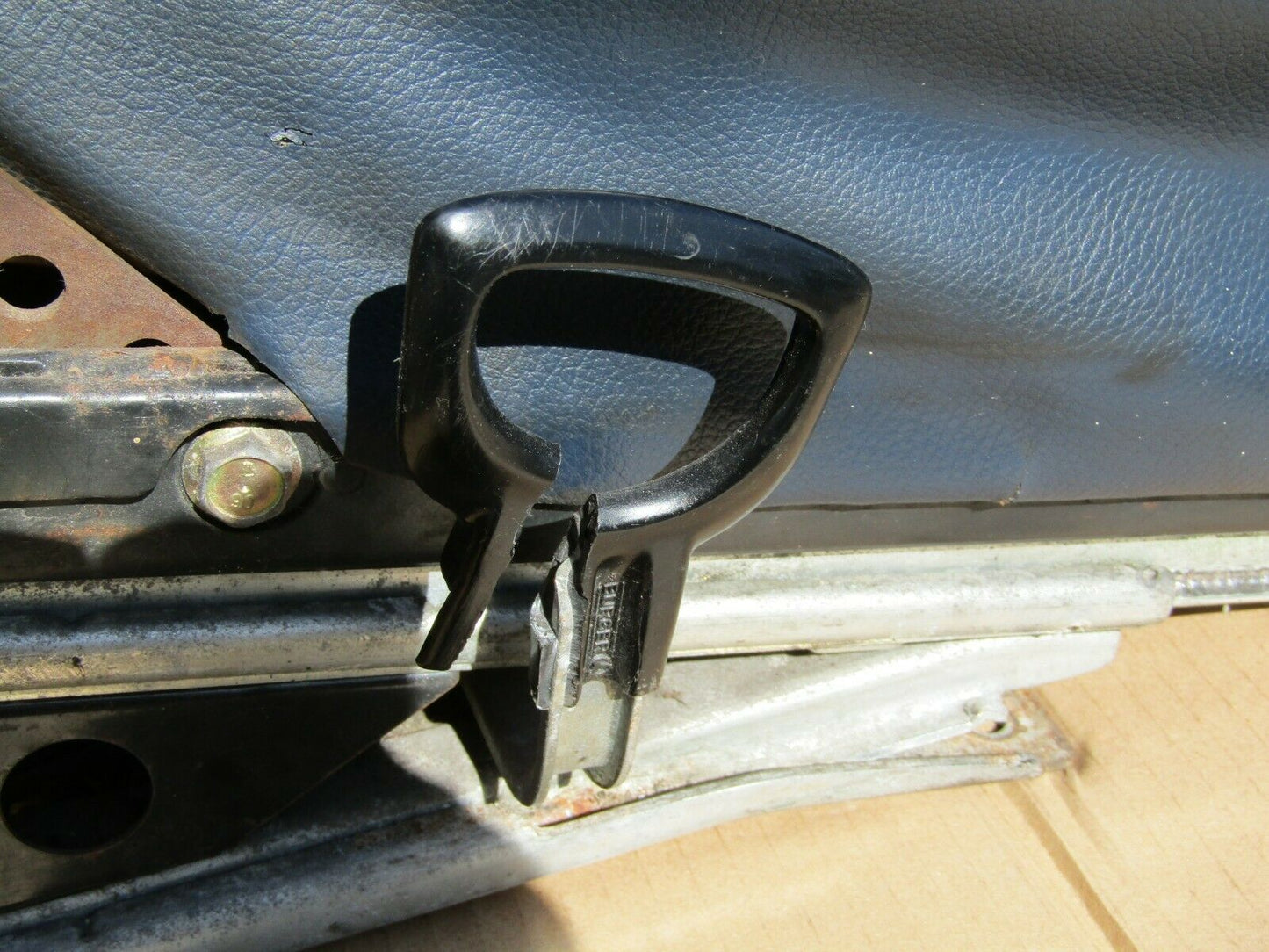 1424 Mercedes-Benz V123 240D LWB Right Driver Side Seat Blue Fabric Material