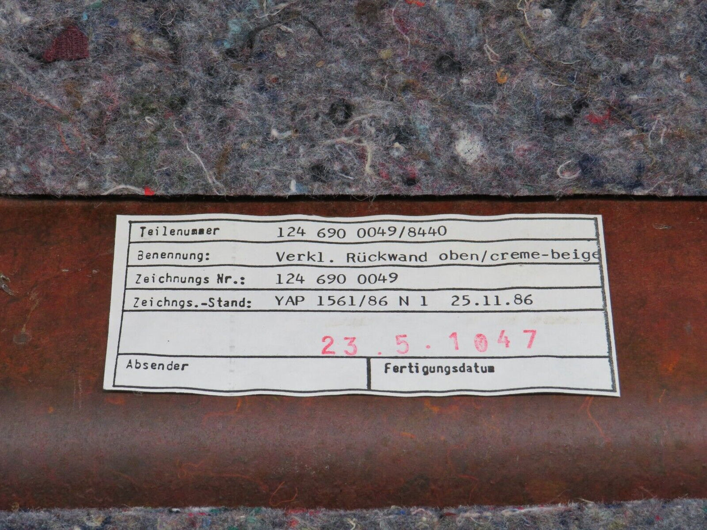 29217 Mercedes-Benz W124 230E Parcel Shelf 1246900049