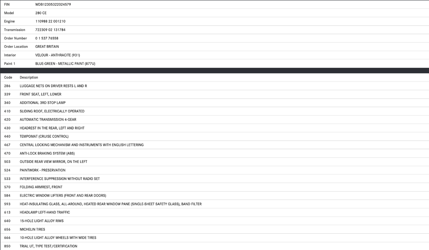 46698 Mercedes-Benz C123 280CE Coupe Automatic Gearbox Valve Body 722.309 1262771100 1262770701