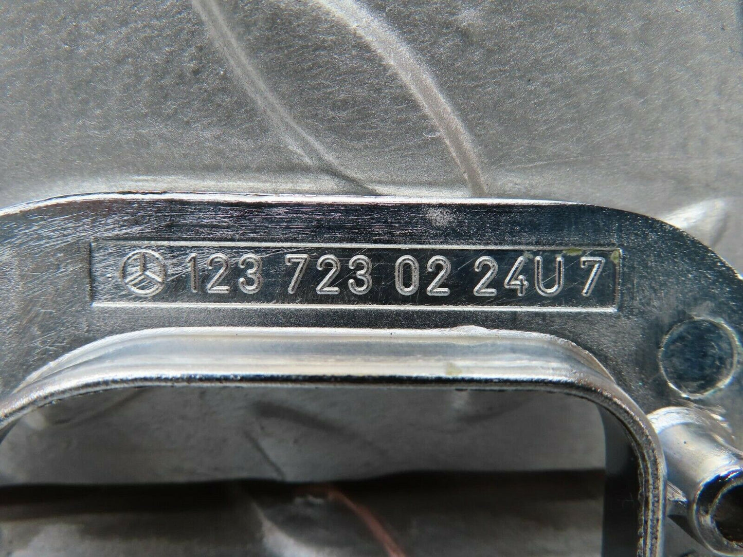 15226 Mercedes-Benz W123 230E Right Interior Chrome Door Latch Trim 1237230224