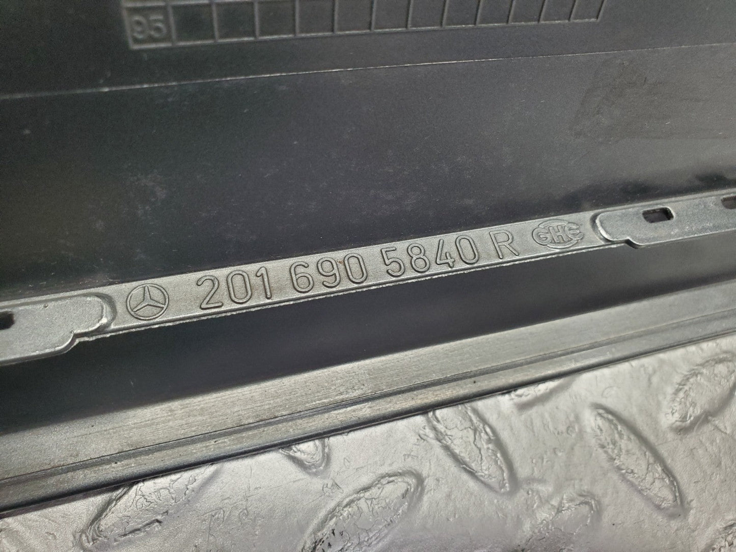 W201 Baby Benz rear right door moulding trim used OEM