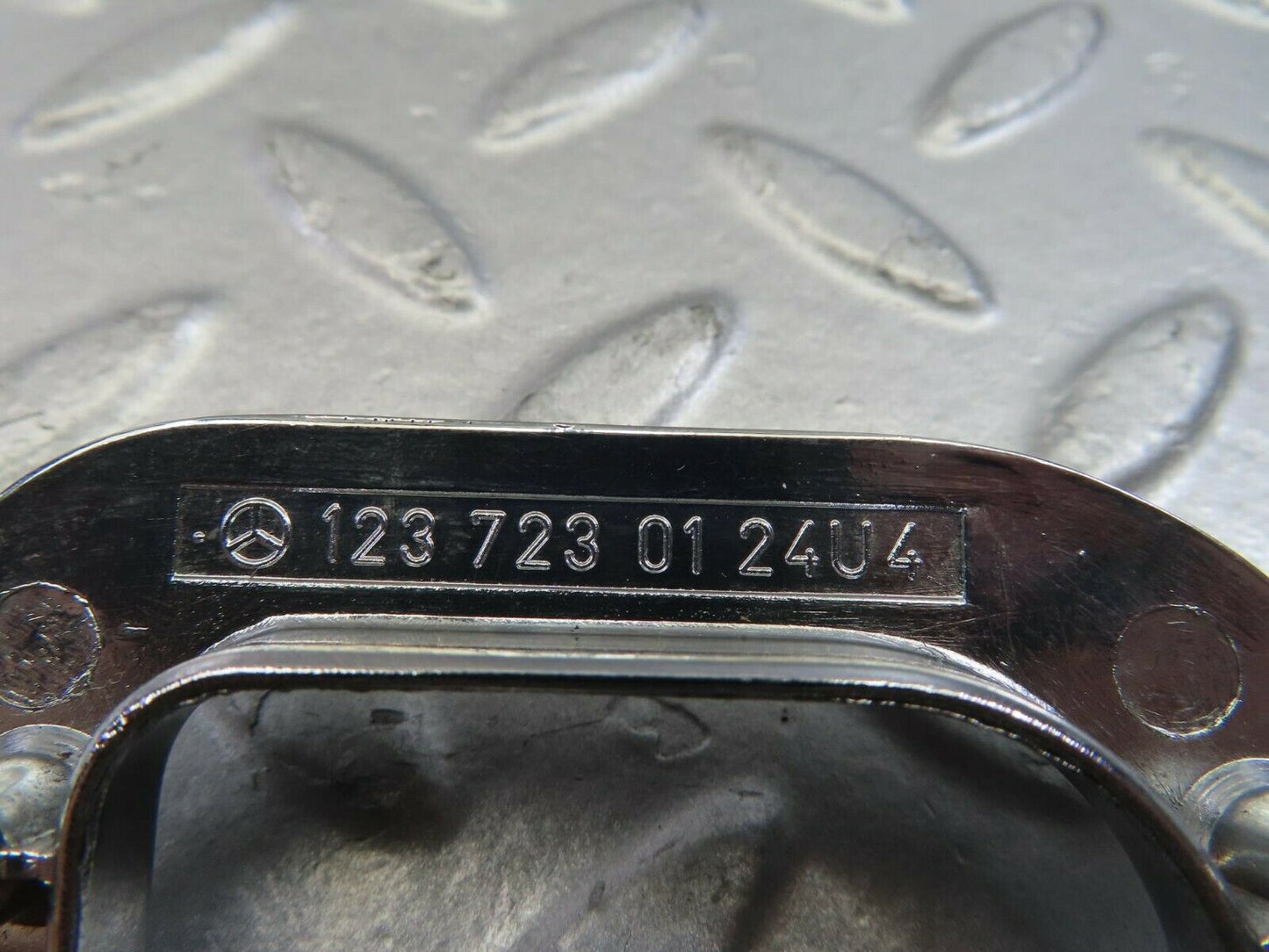 10830 Mercedes-Benz W123 230E Left Interior Chrome Door Latch Trim 1237230124