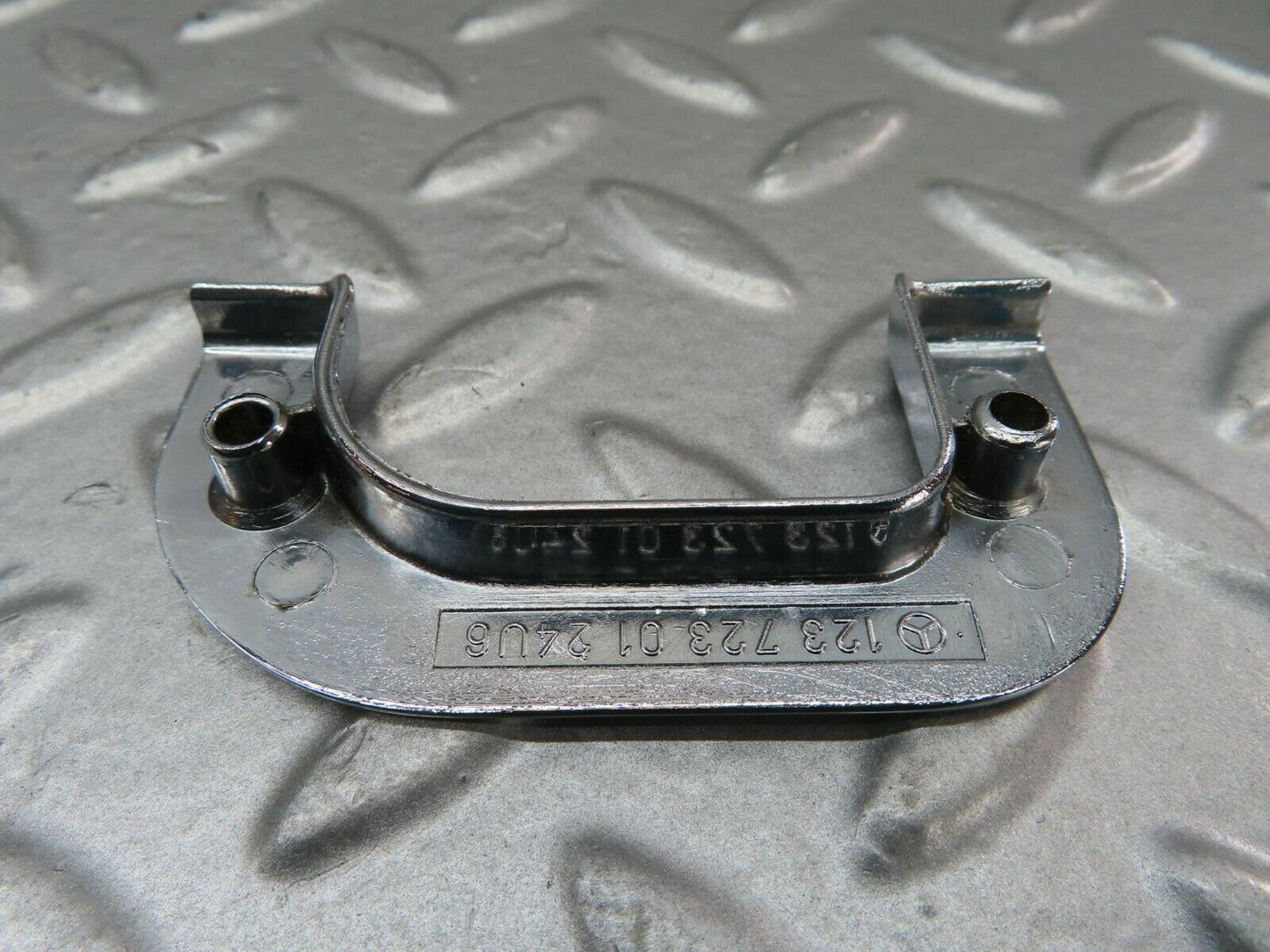 15229 Mercedes-Benz W123 230E Left Interior Chrome Door Latch Trim 1237230124