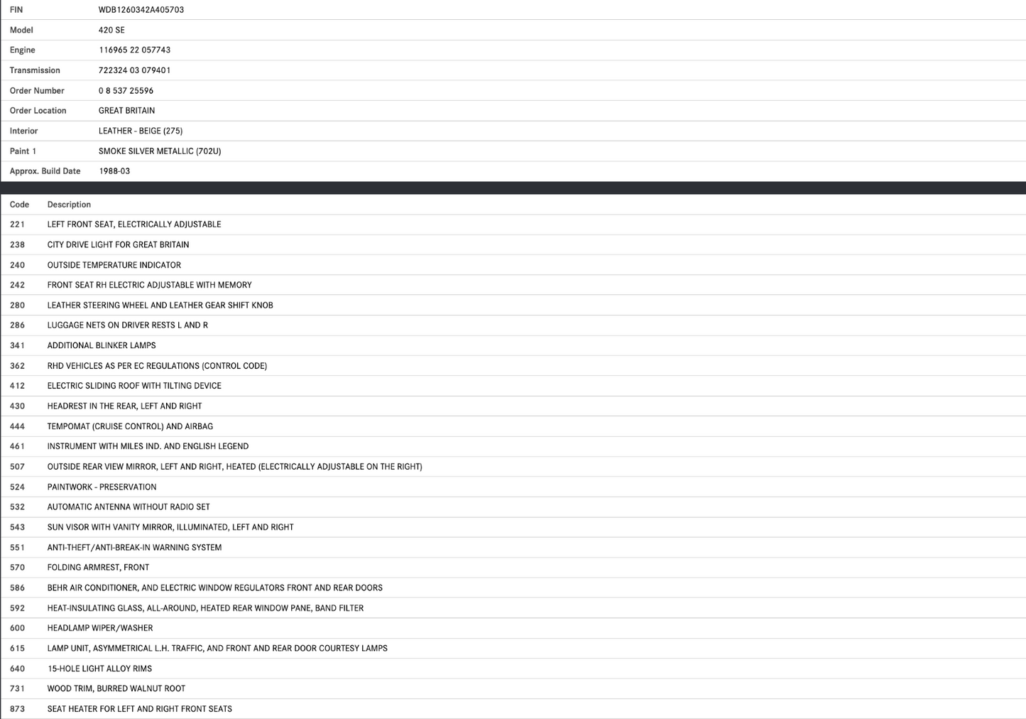45735 Mercedes-Benz W126 420SE Trunk Lock Latch