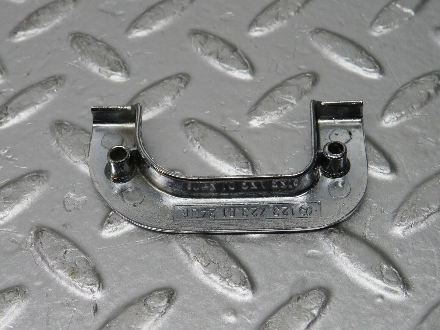0544 Mercedes-Benz W123 230E Left Interior Chrome Door Latch Trim 1237230124