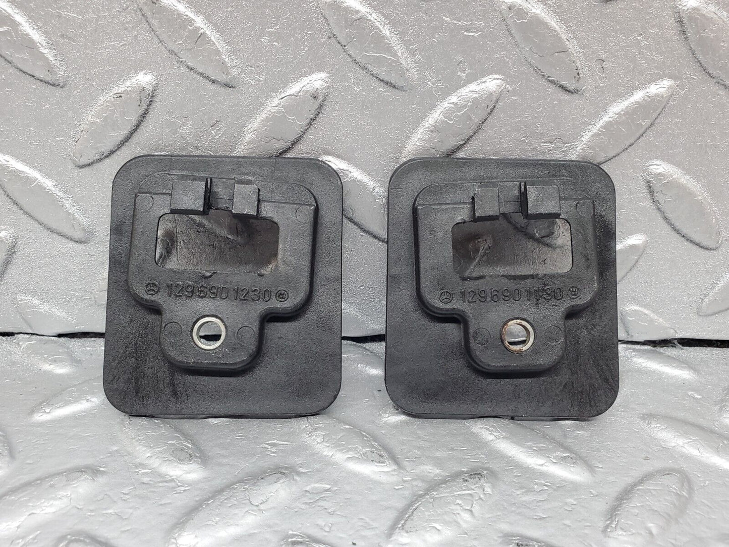 44957 Mercedes-Benz R129 300SL Coupe Roof Lock Cover Trim Pair 1296901130 1296901230