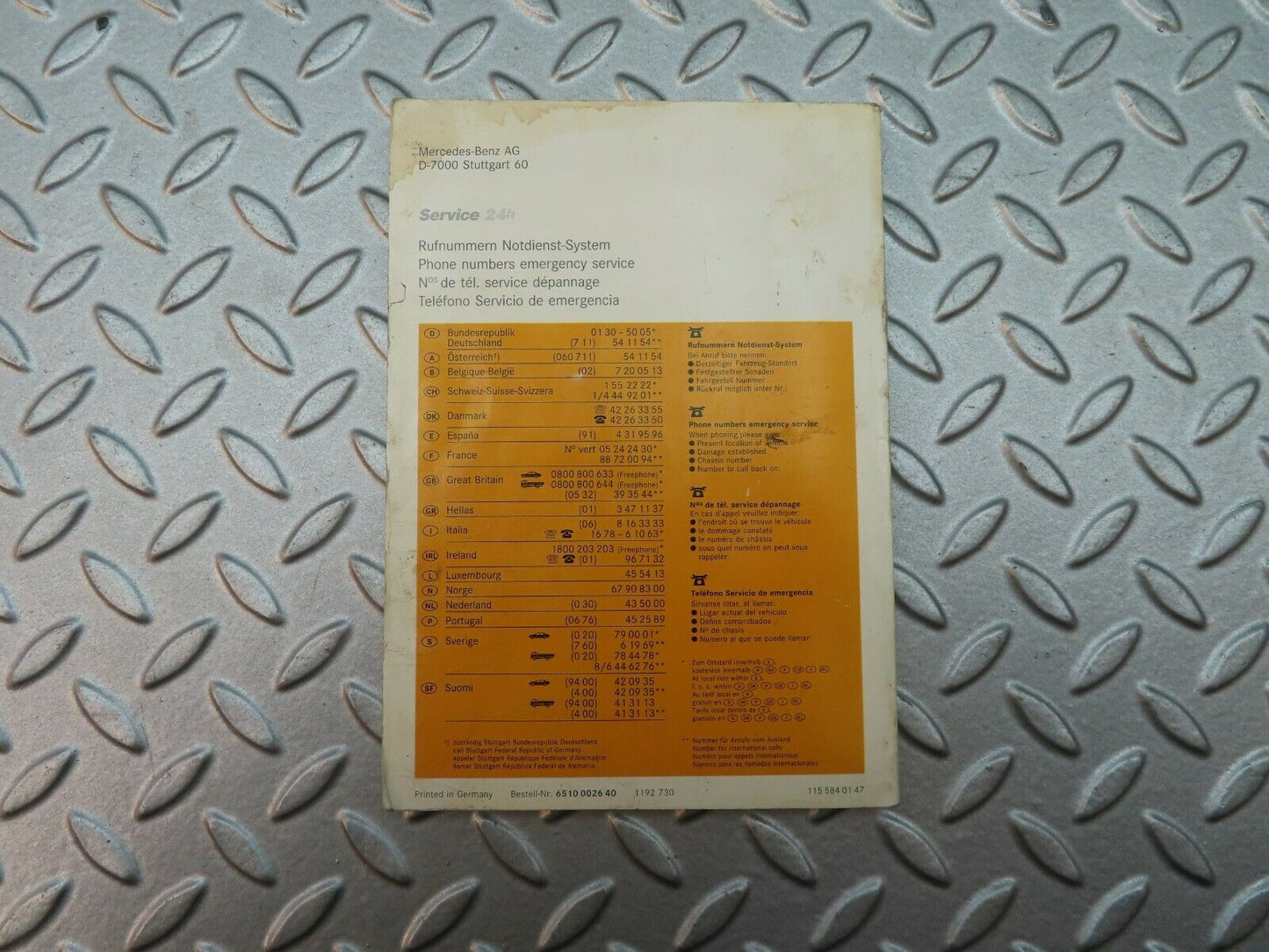 5621 Mercedes-Benz Workshop Directory Europe Brochure 1155840147